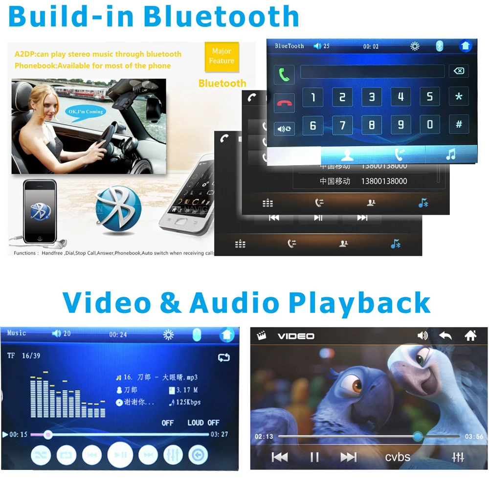 Авто Радио Bluetooth аудио 7 дюймов 2 din сенсорный экран стерео автомобильный MP3 MP5 плеер USB/FM/AUX/SD Новое Зеркало Ссылка без CD/DVD и gps