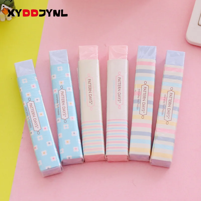 

1 Pc Kawaii Stationery Cute Stripe Pink Rubber Pencil Eraser Kid Teenager Good Gift Escolar School Supplies