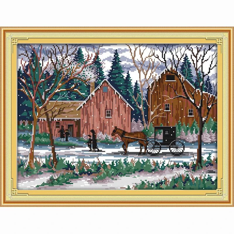 Набор для вышивки крестиком с изображением снежного пейзажа|cross stitch|diy cross
