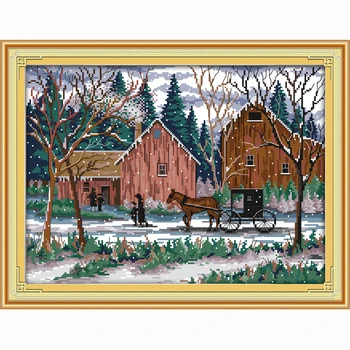 

Snowy day landscape winter scenic Needlework DIY Cross stitch,kit For Embroidery set Count Cross-Stitch kit decorative painting