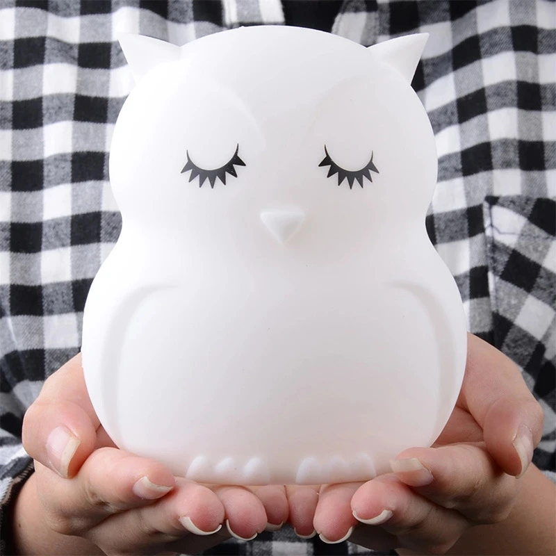 Lovely Owl Cartoon Night Light Silicone Colorful LED Bedside Night Lamp Gifts For Kids Bedroom Decoration Colors Changing Light (11)