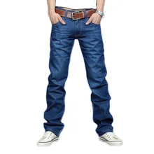 2017 Новый Конструктор Корея мужские Джинсы Slim Fit Классические джинсовые Джинсы Брюки Прямые Брюки Ноги Синий Большой Размер 30 ~ 34