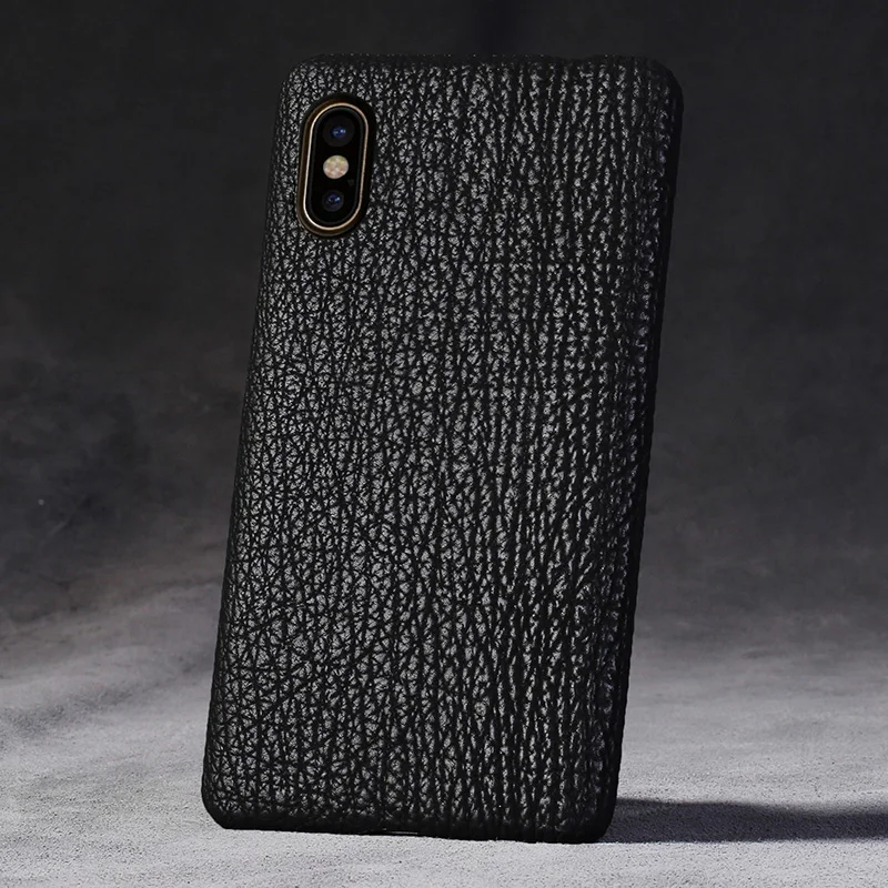 

luxurious Cover For Apple iPhone X Xs Max XR Back Case Genuine Shark Skin Leather Mobile Phone Rear Cover