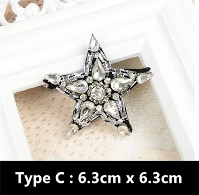 1PCS Tassel Star Crown Heart Ice Cream Rhinestones Bead Brooch Patches Applique sew on patch fashion clothing decoration patch TYPE C