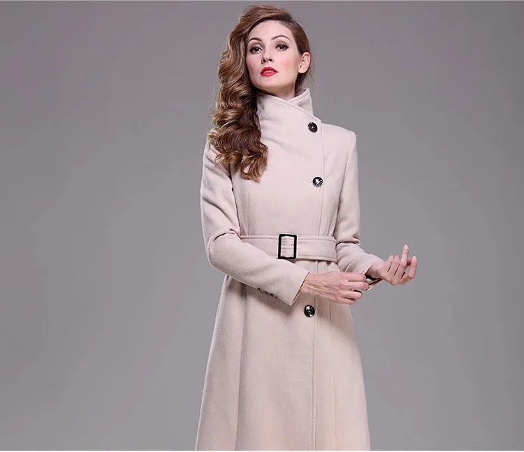 2015 New Fashion Women Long Coat Dressy Single Button Slim Trench ...