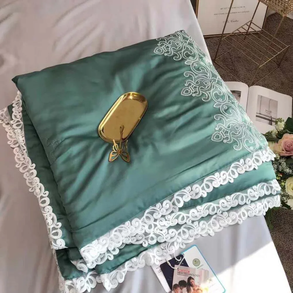 Роскошное кружевное детское постельное белье однотонные шелк Tencel Лето Стёганое одеяло одеяла мягкий успокаивающий покрывало Стёганое одеяло ing пледы подходит для взрослых и детей