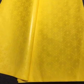 

Hot sale bazin riche lace fabric high quality embroider with 5 yards yellow 3 d tulle lace african bazin brode lace for party