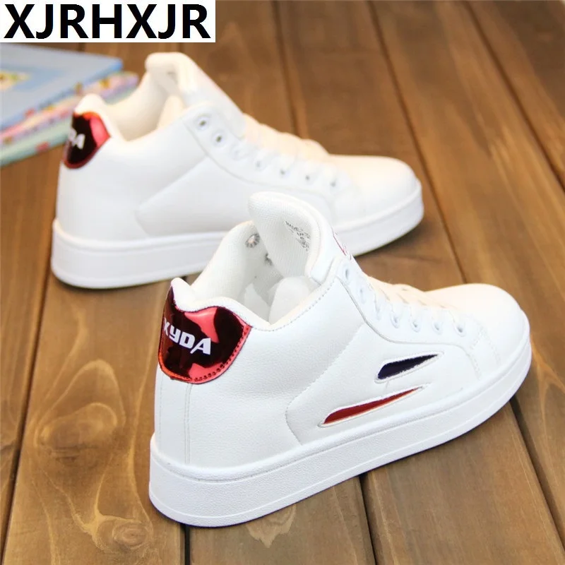 

XJRHXJR Brand Size 35-44 High Top Women Platform Chunky Sneakers 2018 Fashion Women's Flat Thick Sole Shoes Woman Dad Footwear