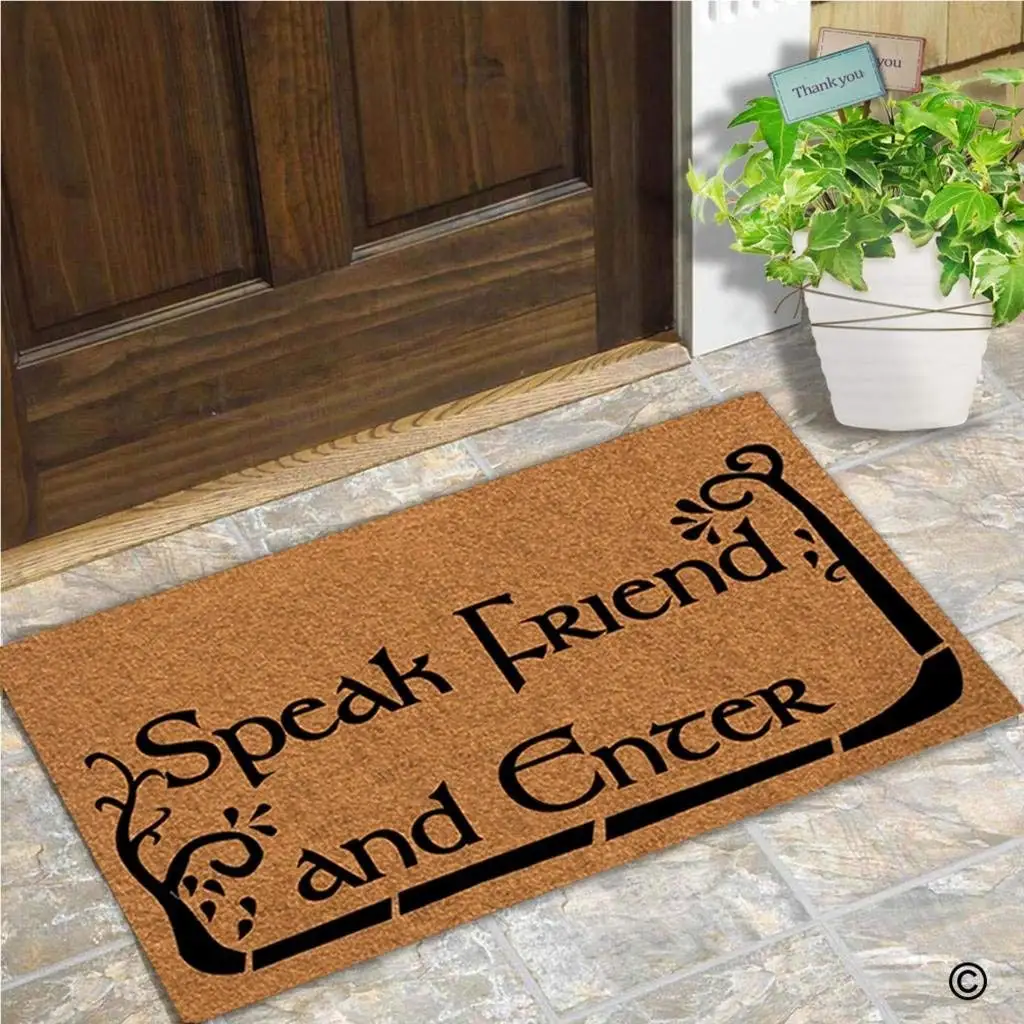 Quality Rectangular Mat with Humorous Speak Friend And Enter Message for Entryway - Ideal for Home Decoration and Outdoor Use image 2