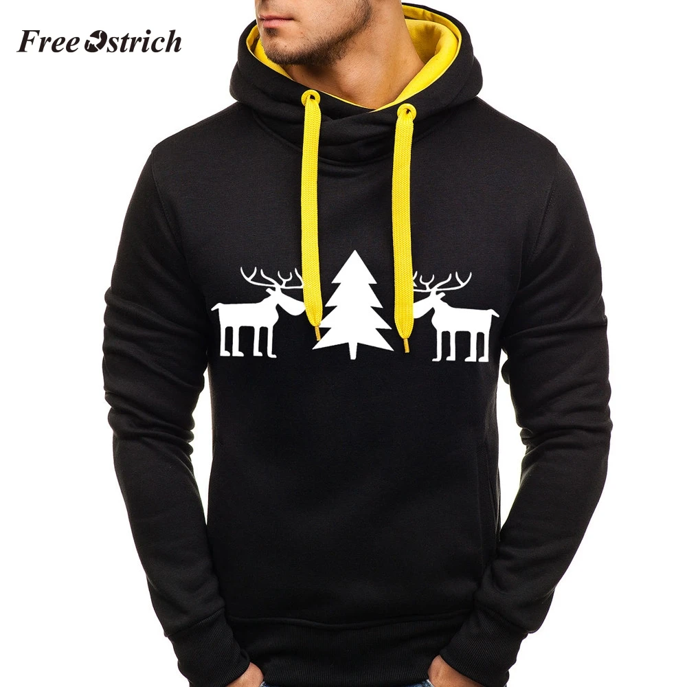 

Free Ostrich Christmas Men's Printed Pullovers High Quality Warm Long Sleeve Sweatshirt For Men Autumn Wintetr Hooded Tops New