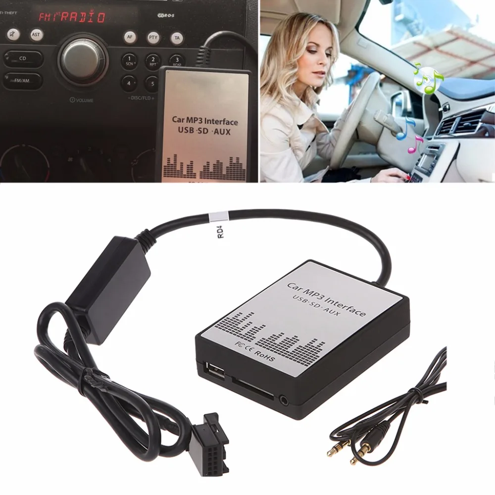 USB SD AUX Автомобильный MP3 музыкальный CD Changer аудио адаптер для peugeot 307 407 Citroen C4 C5 RD4 12PIN интерфейс CD высокое качество