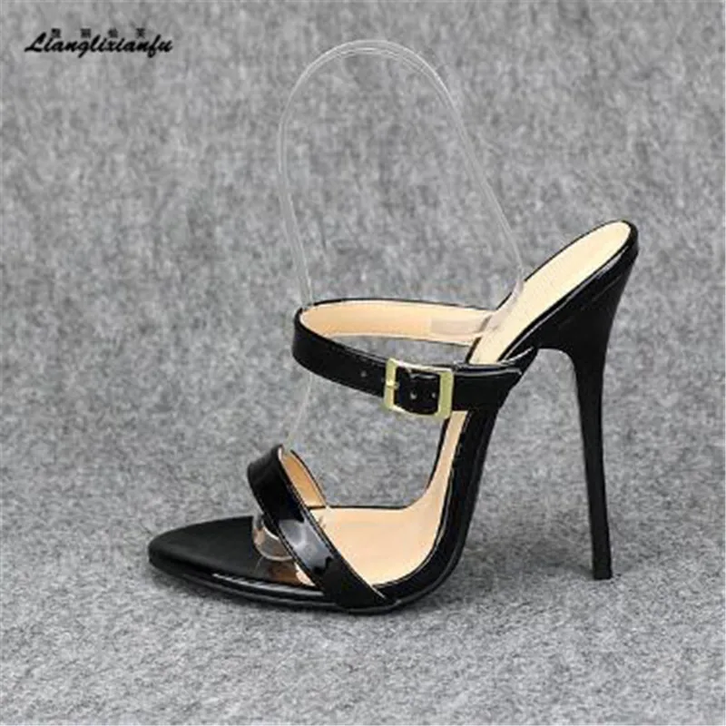 LLXF тапочки 2017 г. zapatos mujer US15 16 17 18 19 летние туфли на шпильке 14 см босоножки тонком