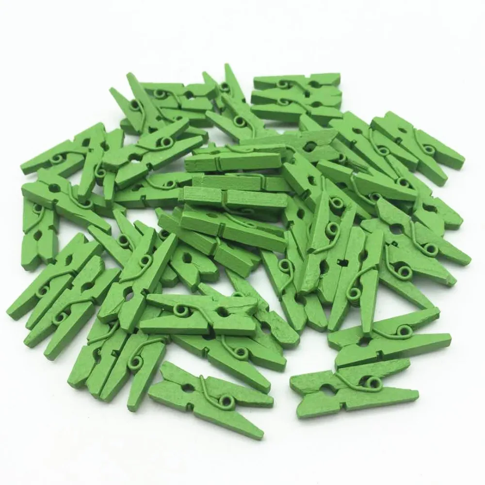 1000pcs Green Color Mini 25mm Wooden Pegs Clothes Pins Clothespins Card