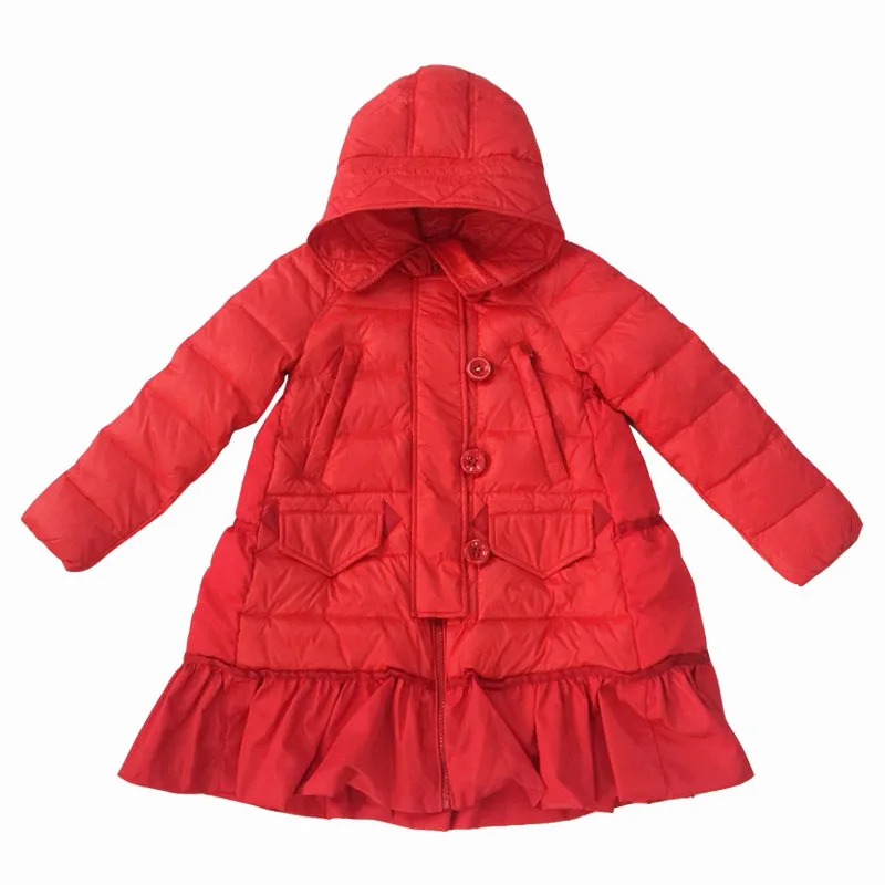 Детская Новогодняя одежда куртка-пуховик длинное пуховое пальто для подростков зимняя куртка Верхняя одежда для девочек, парки для малышей 6, 8, 10, 12 лет