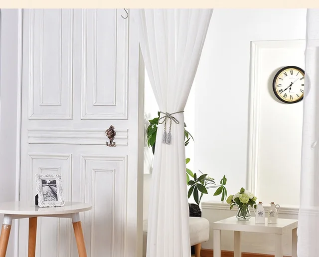 Élégant Blanc Fenêtre Rideaux sheer voile pour Salon Chambre Rideau ... Élégant Blanc Fenêtre Rideaux sheer voile pour Salon Chambre Rideau ...
