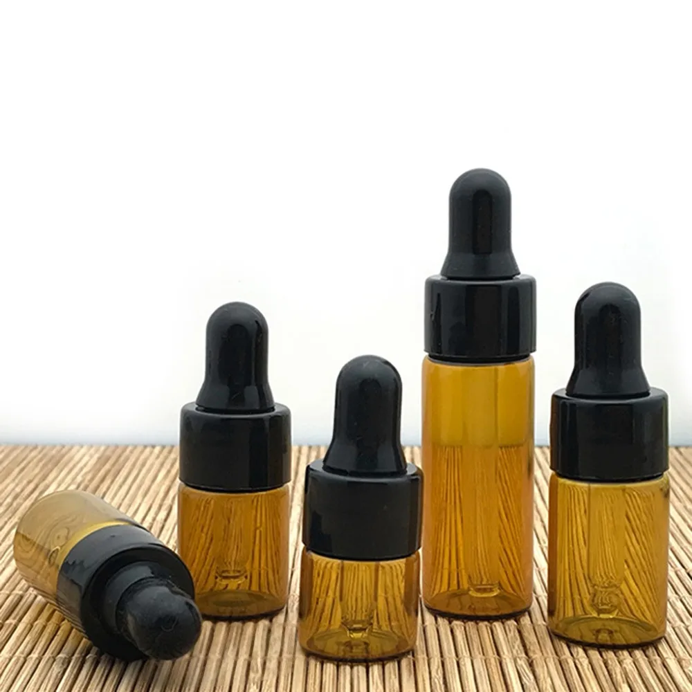 YAS Amber Glass Dropper Bottles With Black Cap for Essential Oil