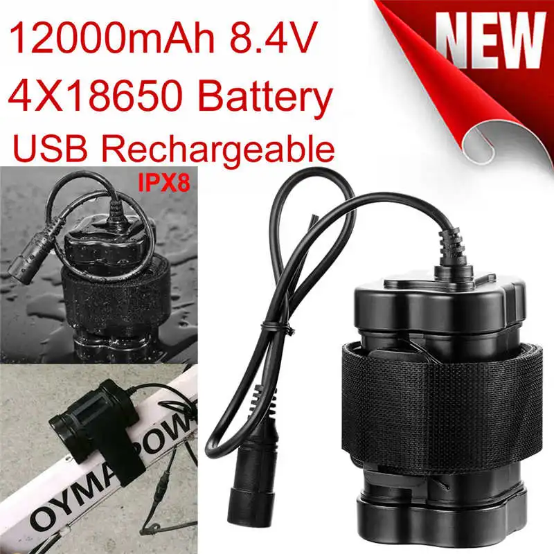 USB Rechargeable 12000mAh 4X18650 Battery Pack For Bicycle light Bike Torch lanterna bicicleta torch flashlight usb #4S6 (4)