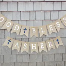 Пользовательское имя Первое Святое Причастие крещение мешковины баннеры крестины вечерние детские комнаты тканевые гирлянды фото реквизит знаки