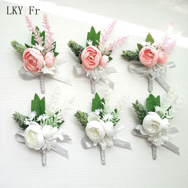 

LKY Fr Boutonniere Buttonhole Wedding Corsage Pin Flowers Bracelet Bridesmaid Boutonniere Men Wedding Buttonhole Planner Corsage