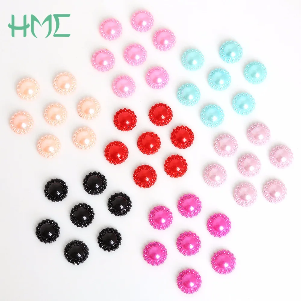 Wholesale Dia. 12mm 13 Colors Sun Flower Flatback Plastic ABS Imitation Pearl Beads For Jewelry Craft DIY Scrapbook Decoration | Дом и сад