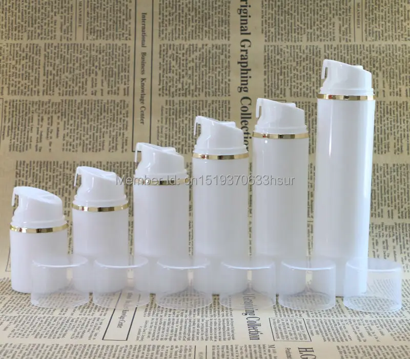 30ml 50ml 80ml Golden Edge หมวกโปร่งใสเครื่องมือแต่งหน้า Airless ปั๊มขวดพลาสติกคอนเทนเนอร์เครื่องสําอางสําหรับโลชั่น 10PCS 1