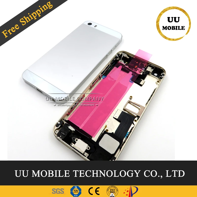 

100% Tested Back Cover Middle Frame for iphone 5S 5G like SE Housing Chassis Battery Door Assembly Flex cable with Buttons