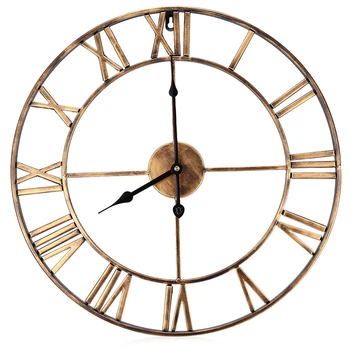 

18.5 Inch Oversized 3D Iron Decorative Wall Clock Retro Big Art Gear Roman Numerals Design The Clock On The Wall