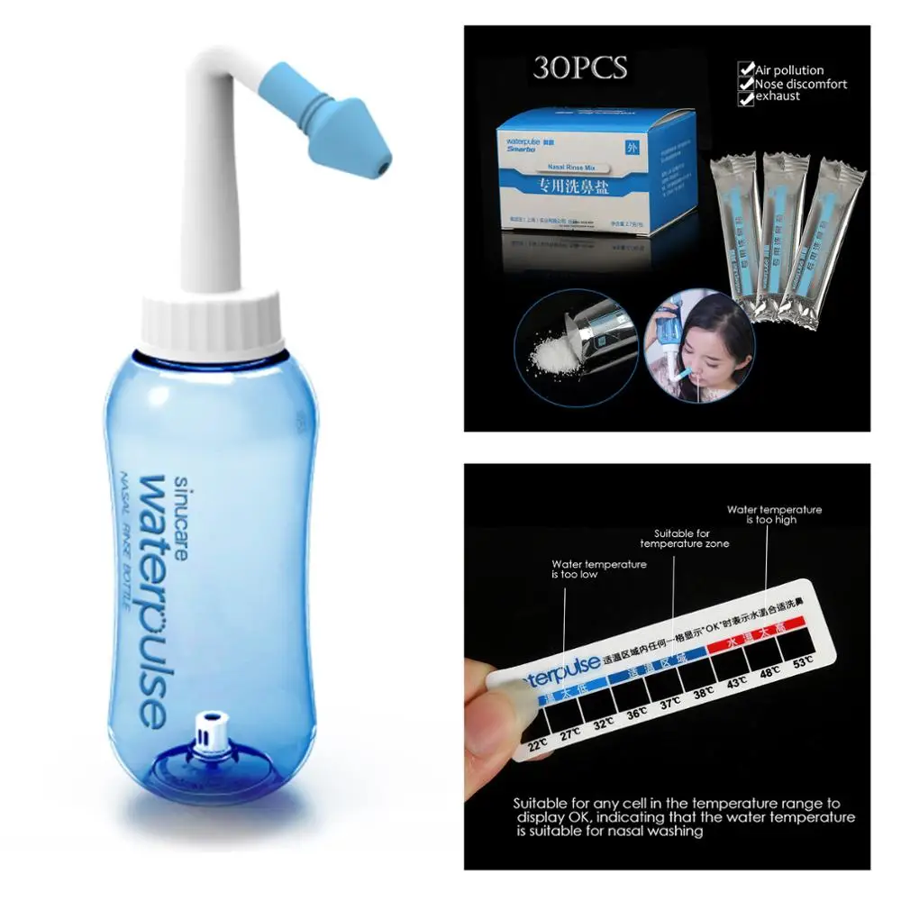 

Adults/Child Nasal Wash Cleaner Nose Protector Cleans Moistens Avoid Allergic Rhinitis Neti Pot 300ML 30pcs Nose salt
