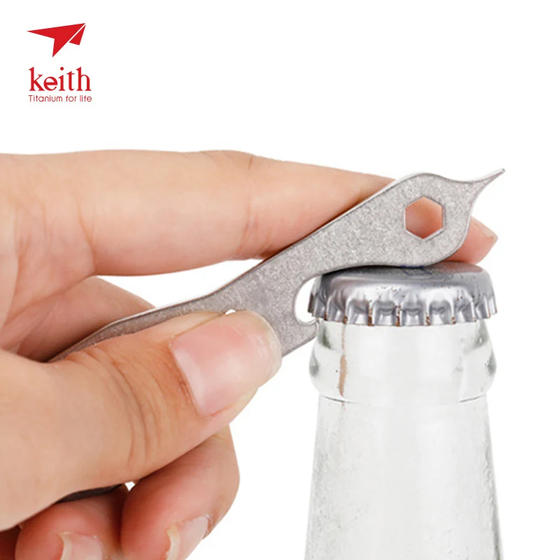 Keith Titanium Alloy Screwdriver Bottle Opener Outdoor Multifunctional Ultralight Spanner Pocket Tool Wrench Mini Size Key Chain