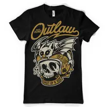 T Shirt Anime biker bone outlaw shut up and ride skull helmet bat biker classic Tee