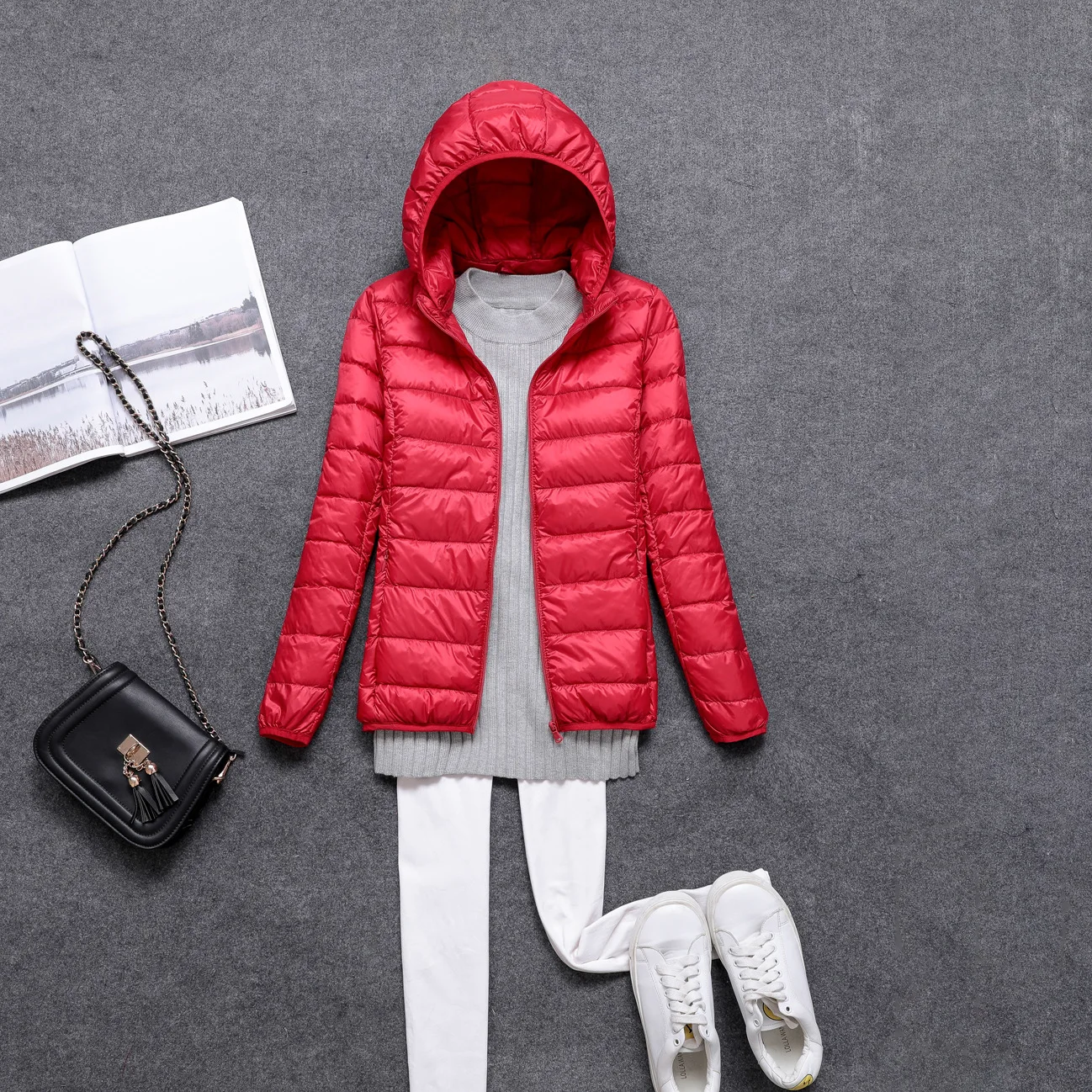 Women 90% Duck Down Ultra Light Down Jacket detachable Hat Fashion Autumn Winter Warm Slim Zipper Jackets Women