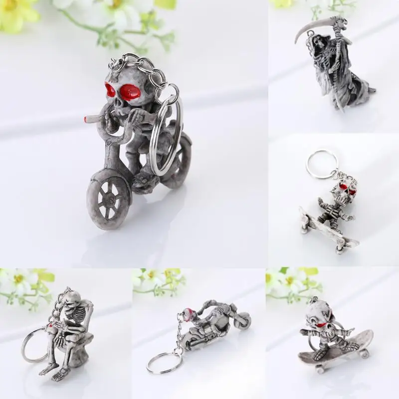 keychain keyring Fashion New Skull Keychain Rubber Motor Car Keychain