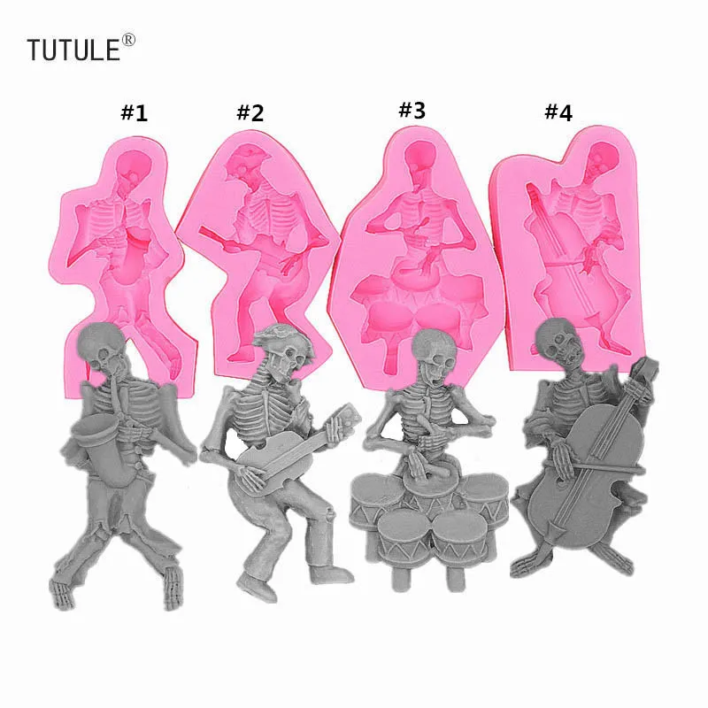 

Gadgets - Silicone Mould / Skeleton Cake - candy skull mold - isomalt skeleton mold -Halloween instrume food safe silicone mold
