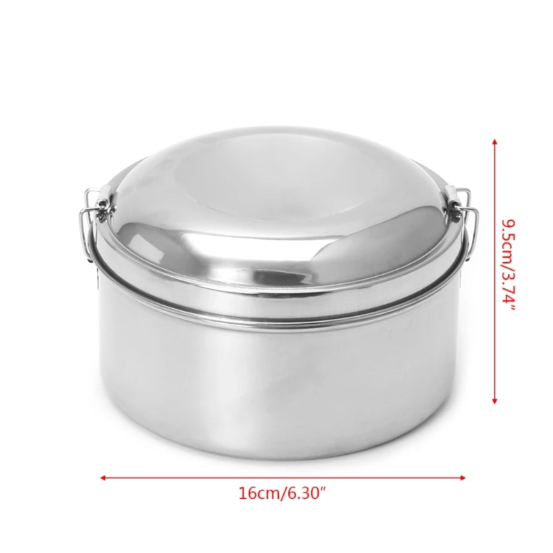Нержавеющая сталь чаша Коробки для обедов Bento Еда Пикник контейнер 2 уровня круглый Форма