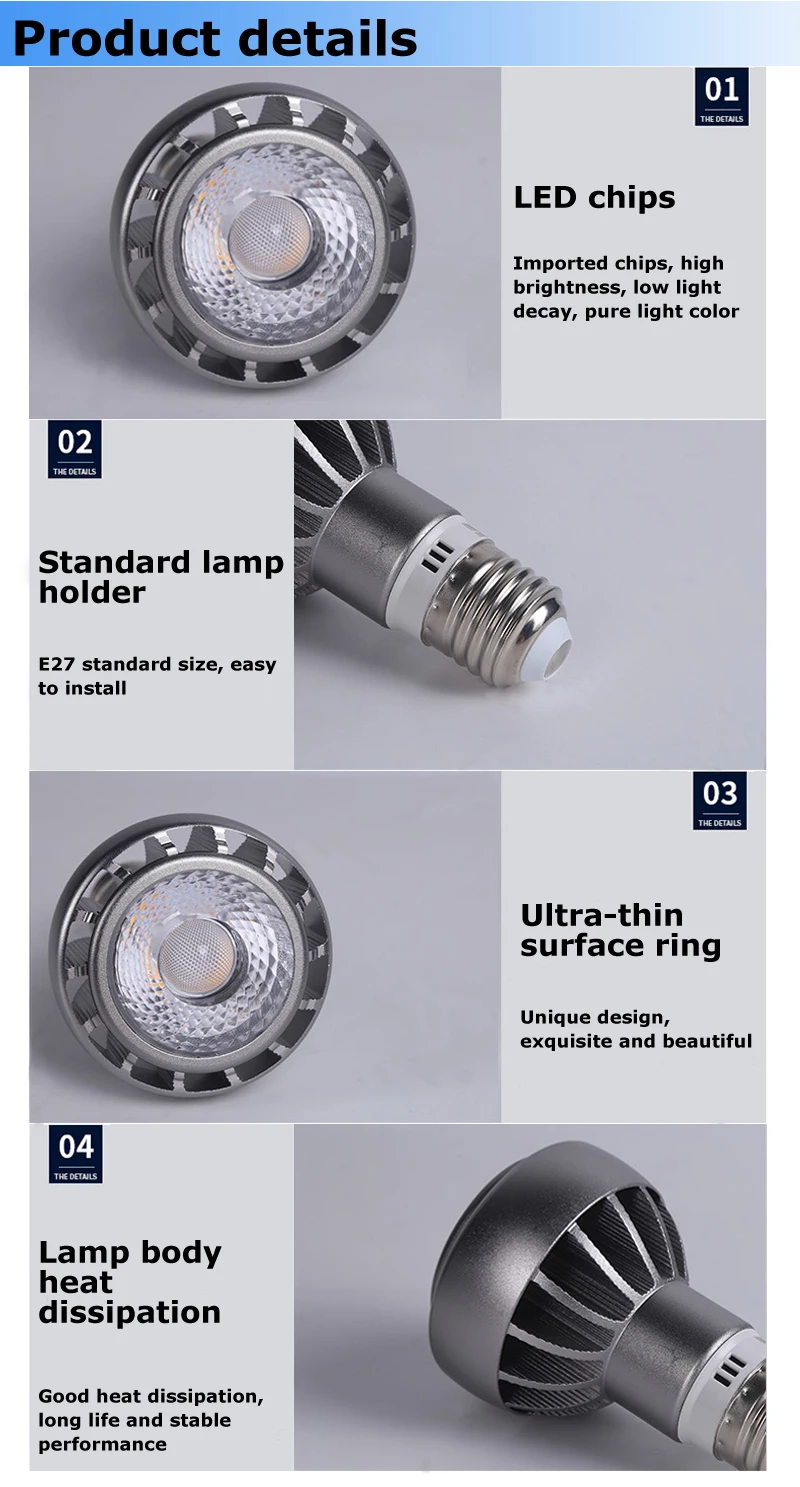 LED PAR20 Par Light E27 Lamp AC220V Jewelry Shop Showroom Clothing Store Light Bulb Super Bright (7)