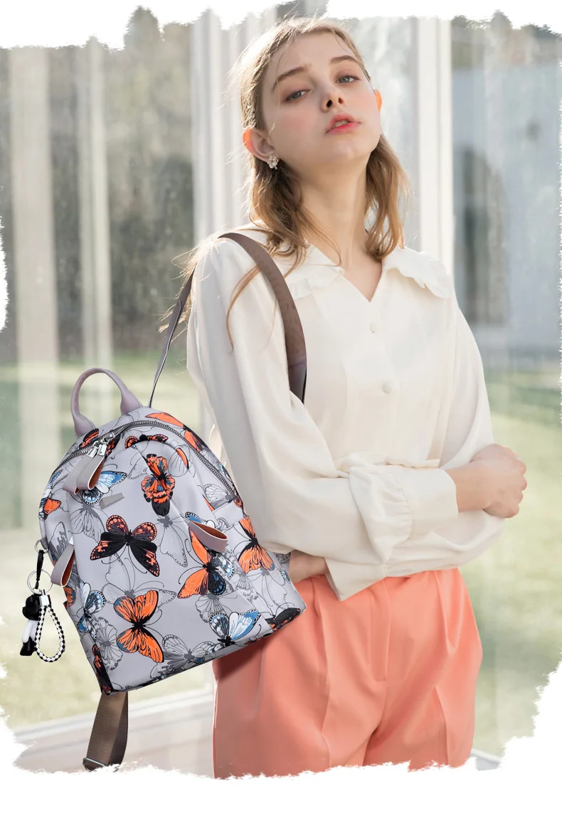 Оксфорд водонепроницаемый Бабочка печать рюкзаки для женщин Корейский Стильный Противоугонный Рюкзак Женский Университет Sac dos Mochilas