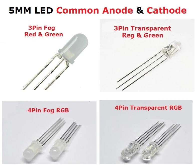 RGB Full Colour 5mm Water Clear LED Common Anode
