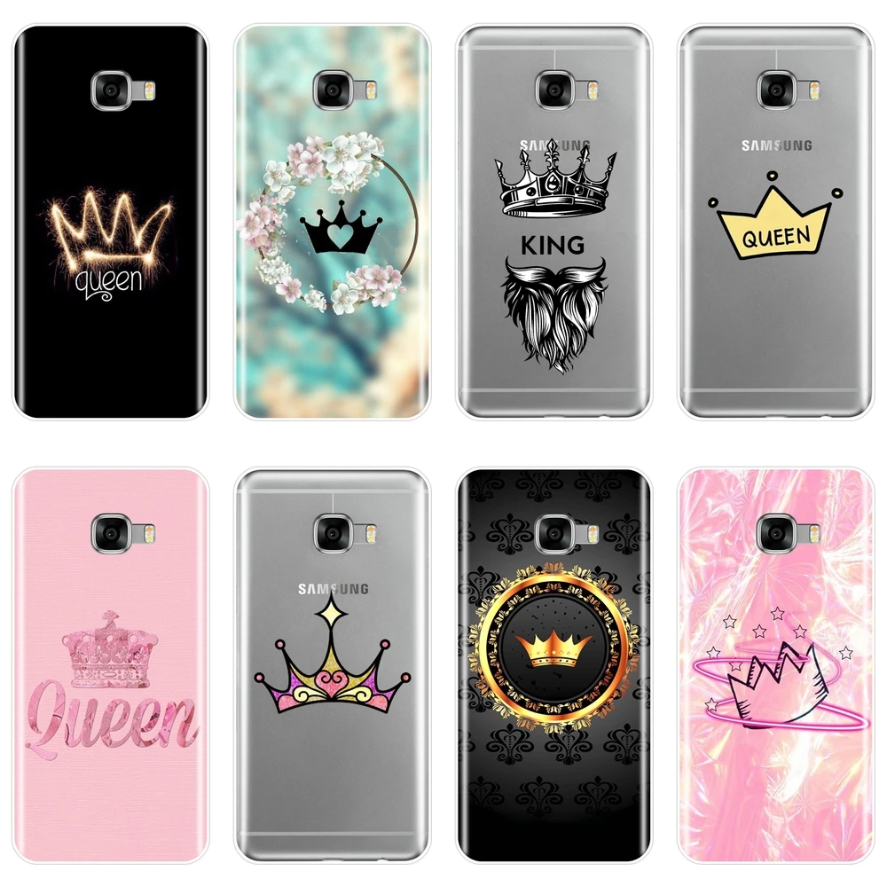 

Back Cover For Samsung Galaxy C5 C7 C8 Silicone Soft Luxury King And Queen Crown Case For Samsung Galaxy C9 C7 C5 Pro Phone Case