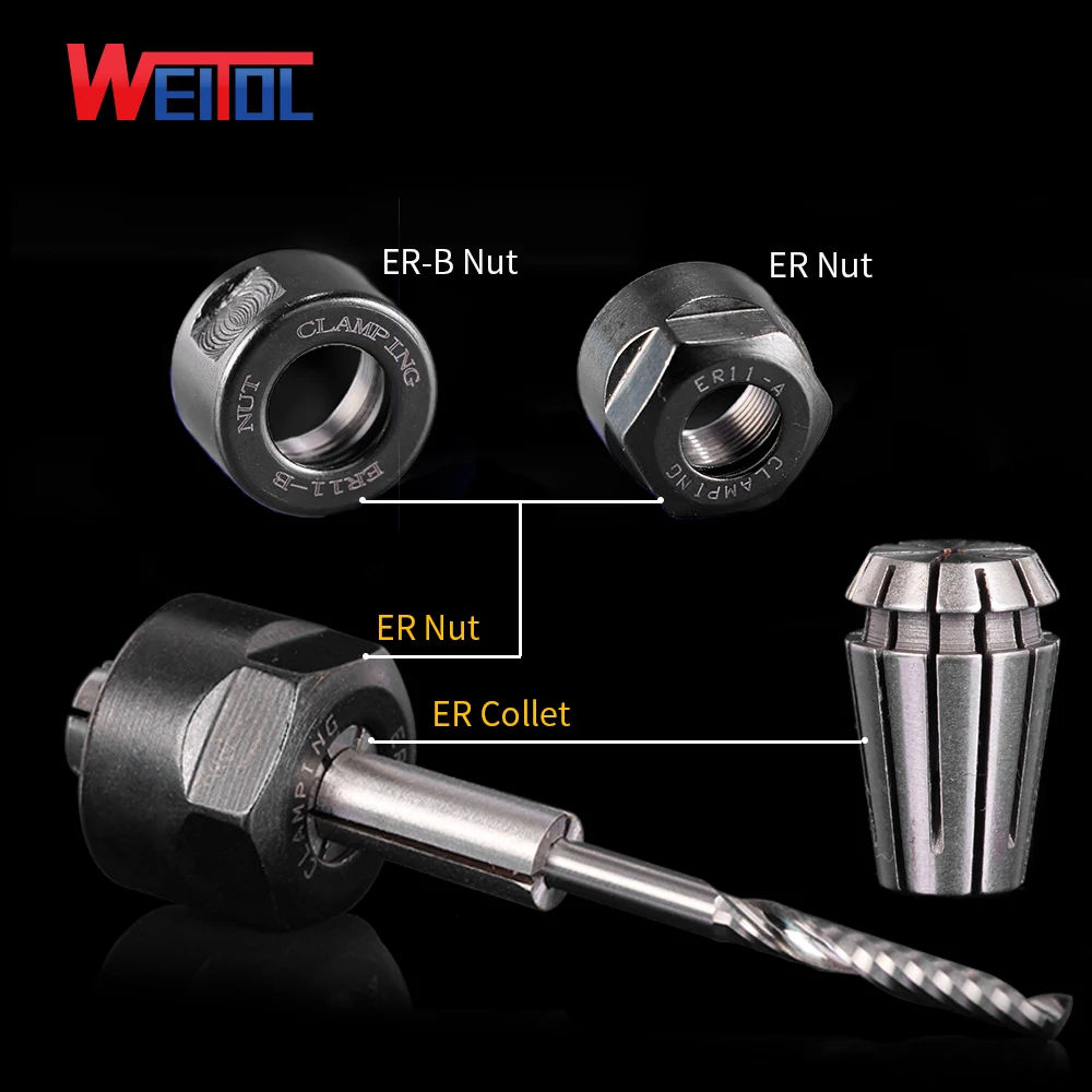 WeiTol 1 pcs/lot CNC Collet Chuck Repair Parts High Speed ER11 ER16 ER20 ER25 ER32 Clamping Hex Nuts