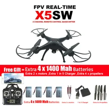 SYMA X5SW / X5SW-1 WIFI Drone Quadcopter With FPV Camera Headless 6-Axis Real Time RC Helicopter Quad copter With 5 Batteries