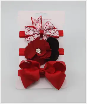 

children's tiara for first birthday party fabric flowers bows 3 pieces suit for a little girl hair elastic for newborn children