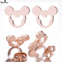 Yiustar, серьги с Микки Маусом, крошечные серьги-гвоздики из нержавеющей стали для женщин, девочек, детей, полые необычные серьги с Микки, милые серьги-гвоздики Brinco