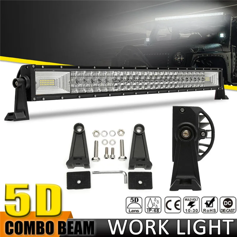

1Pcs 1070W 5D LENS LED Light Bar with base 32inch IP68 Car Bright Combo Flood + Spot LED Work Light universal