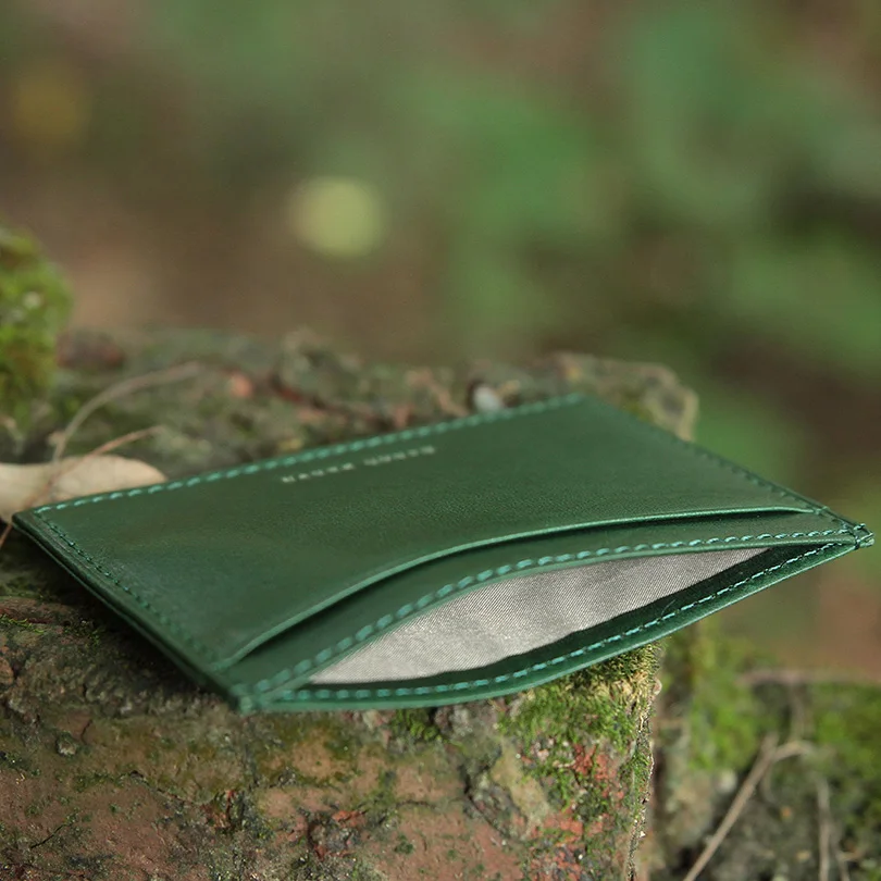 Hiram Beron RFID Блокировка кожаный держатель для карт для мужчин на заказ ID мини кошелек растительного дубления кожаный кошелек из натуральной кожи Прямая поставка