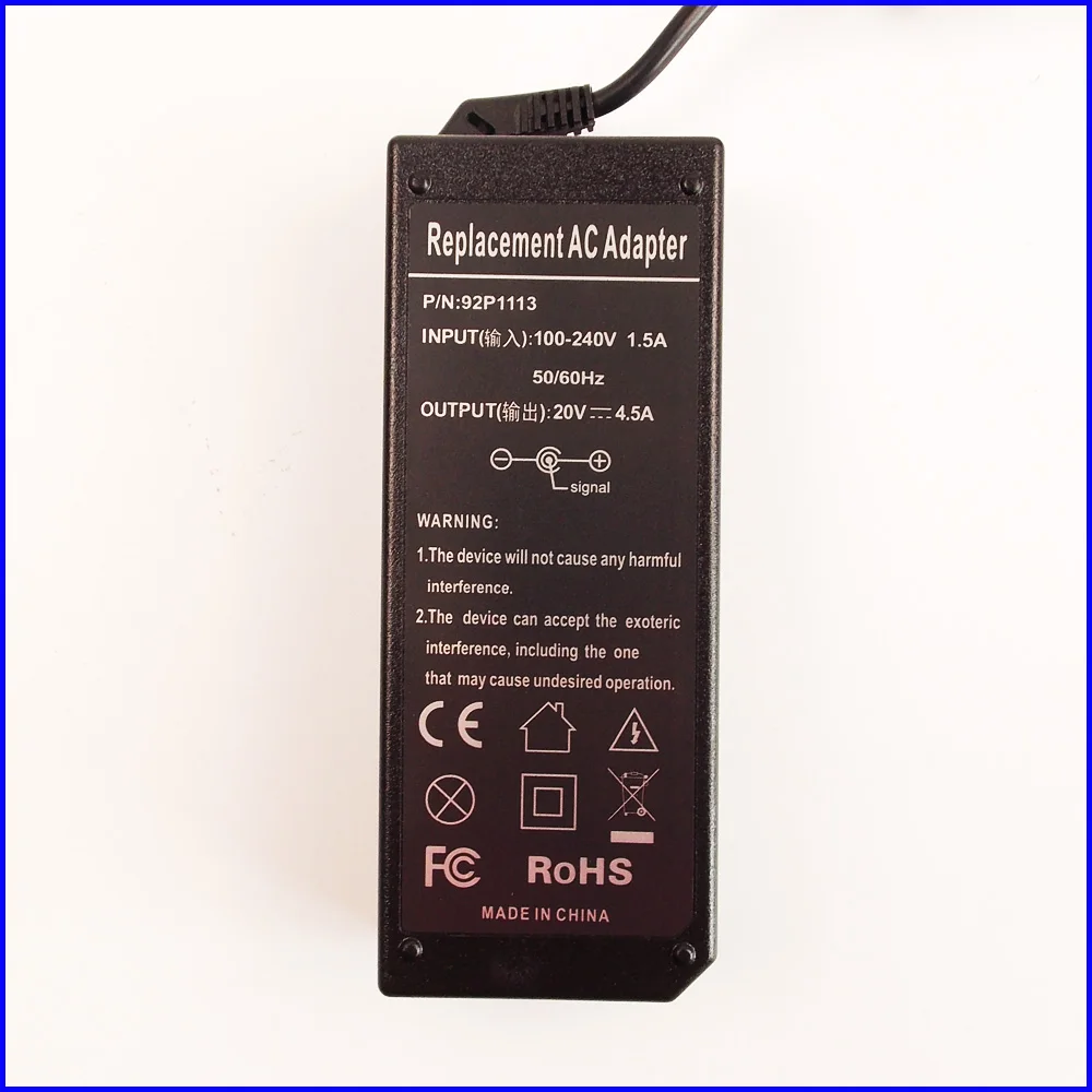 20V 4.5A адаптер переменного тока для ноутбука + шнур IBM/Lenovo/Thinkpad 02K6749 02K6750 030245U 42T5292
