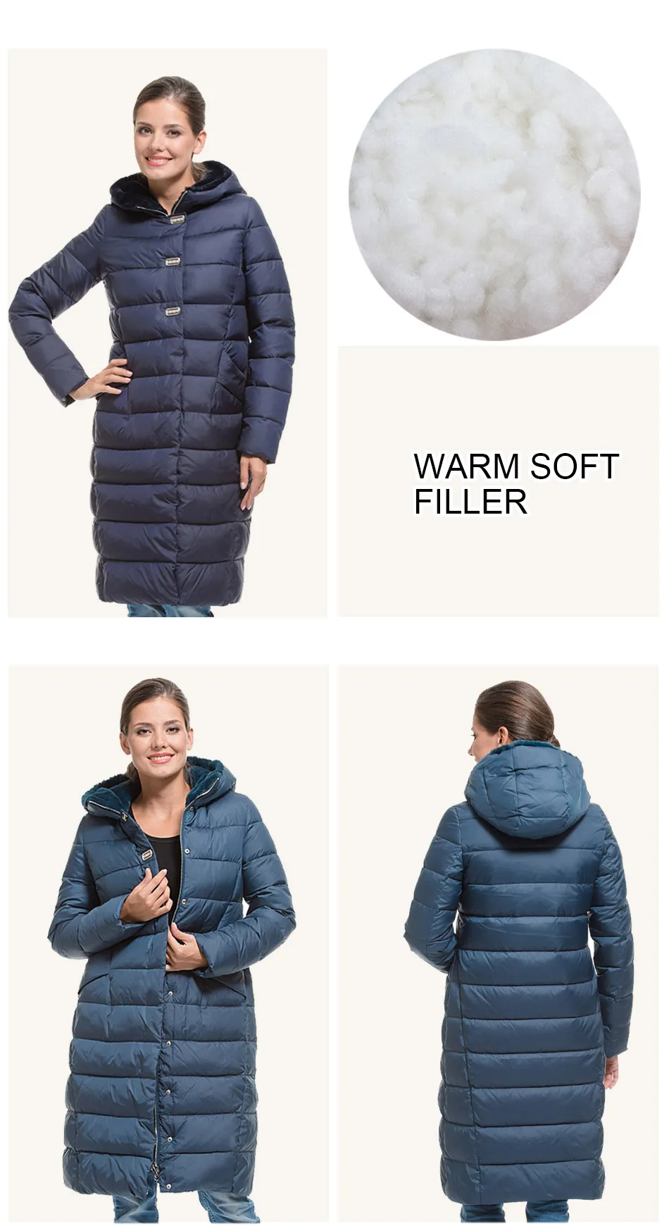 Ceprask высокое качество Для женщин зимняя куртка плюс Размеры длинные модные Для женщин зимнее пальто с капюшоном теплая куртка-пуховик парка