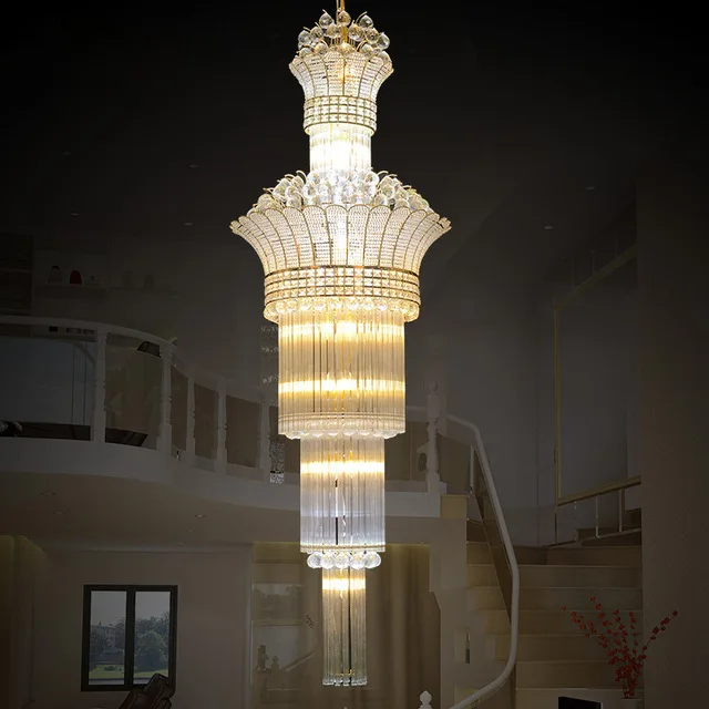 Светодио дный led современная роскошная вилла отель большая Инженерная хрустальная люстра потолочный светильник золотой Европейский стиль