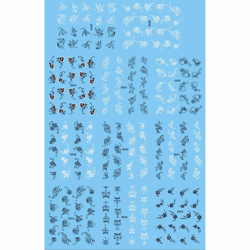 11 упак./лот переводка виниловые наклейки на стену с рисунком черно-белое платье с цветочками в стиле подсолнечное масло лаванды вишня в цвету рыбы D034-044