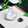1pcs Cartoon Cute 2 White Rabbits Evil Brooch Pins Animal Brooch Denim Jacket Pin Badge Spoof Gift Funny Fashion Jewelry ► Photo 3/6