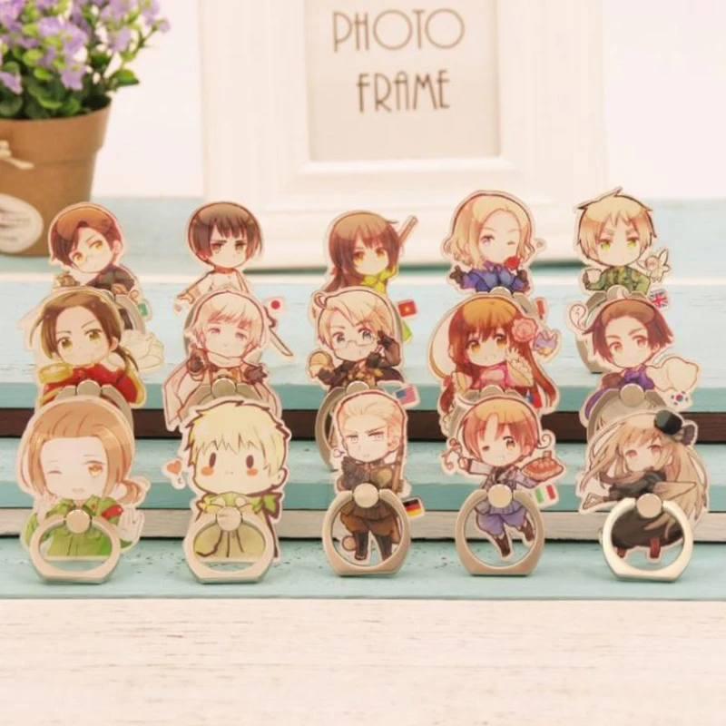 

1 Pc Universal Anime Hetalia Finger Ring Mobile Phone Stand Phone Holder Acrylic 360 Degree Ring Stent Action Figure Toy